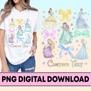 "Personalisierte Mädchen Prinzessin Kokette Png, Disneyland Disneyland ""Prinzessin Mädchen Reise"" Png, Prinzessin Geburtstagskind, Cinderellä Belle Rapunzel."