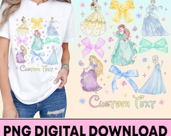 Personalized Girl Princess Coquette Png, WDW Disneyland Princess Girl Trip Png, Princess Birthday Girl, Cinderellä Belle Rapunzel
