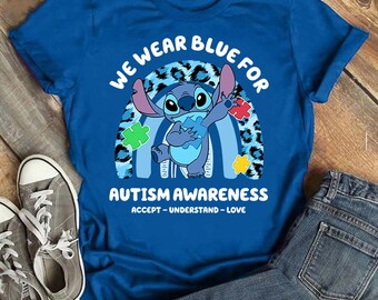 Stitch We Wear Blue For Autism Awareness Shirt, Stitch Family Trip Shirt, Its Ok To Be Different Shirt, Disneyland Autism, Autism Support