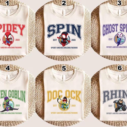Camisetas de Spidey y sus increíbles amigos, camiseta de Ghost Spider, camisetas a juego para la familia de los Vengadores, camiseta de Spiderman, camiseta de superhéroe de los Vengadores
