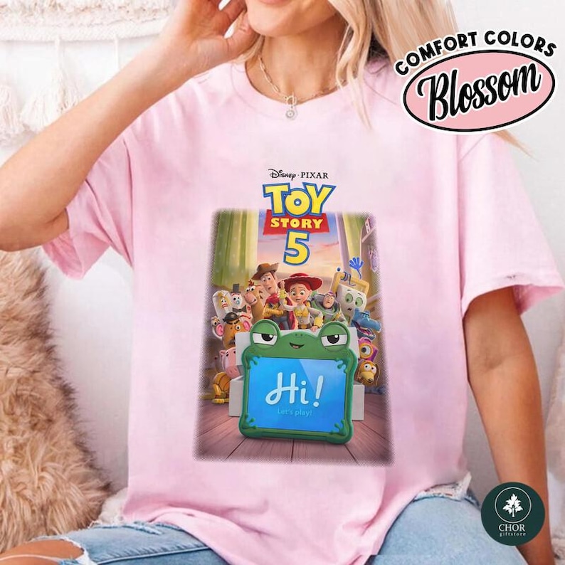 Disneyland Pixar LilyPad Toy story 5 Shirt, Woody Buzz Jessie Rex Bullseye & New Tablet Toy, Disneyland Family matching Vacation T-Shirt image 5