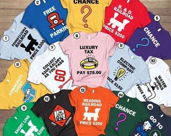 Monopoly Game Cards Costume Shirts, Matching Halloween Monopoly Game Costume Group Shirts, Game Group Matching Shirts, Halloween Party 2026