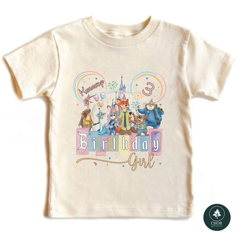 Personalized Name Age Zootopia 2 Birthday Shirt, Disneyland Judy Hopps Nick Wilde Gary De'Snake Birthday Present Gift, Disneyland Family Tee image 4