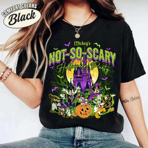 Vintage Mickey&#39;s Not So Scary Halloween Party Comfort Colors Shirt, Mickey And Friends Skeleton Pumpkin, Halloween Costume, Halloween Group