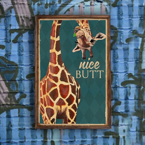 Giraffe Lovers Nice Butt Funny Poster Home Living Bathroom Etsy