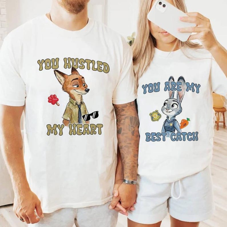 Disneyland Zootopia 2 Judy Hopps And Nick Wilde Shirt, Cute Fox & Bunny Couple Valentine Day Tee, Funny Couple Matching Trip Outfits 2026 image 1