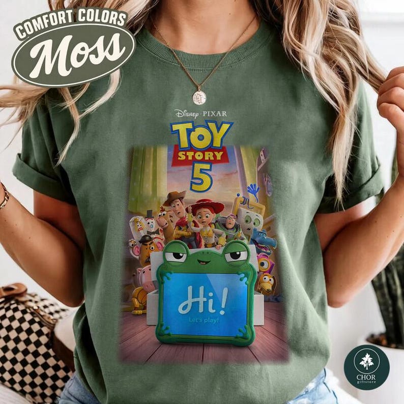 Disneyland Pixar LilyPad Toy story 5 Shirt, Woody Buzz Jessie Rex Bullseye & New Tablet Toy, Disneyland Family matching Vacation T-Shirt image 3