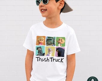 Trash Truck Comfort Colors Shirt, Trash Truck Birthday Matching, Trash Truck Family Trip, Cartoon Shirt, Trash Truck Birthday Gift