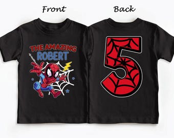 Personalized Spiderman Birthday Boy Shirt, Superhero Birthday Boy Shirt, Custom Superhero Birthday Shirt, Birthday Party, Birthday Gifts