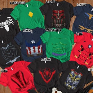 Avengers Costume Shirt, Avengers Team Shirt, Spider Man Iron Man Captain America Costume Superhero Costume, Family Halloween Costume Shirt image 2