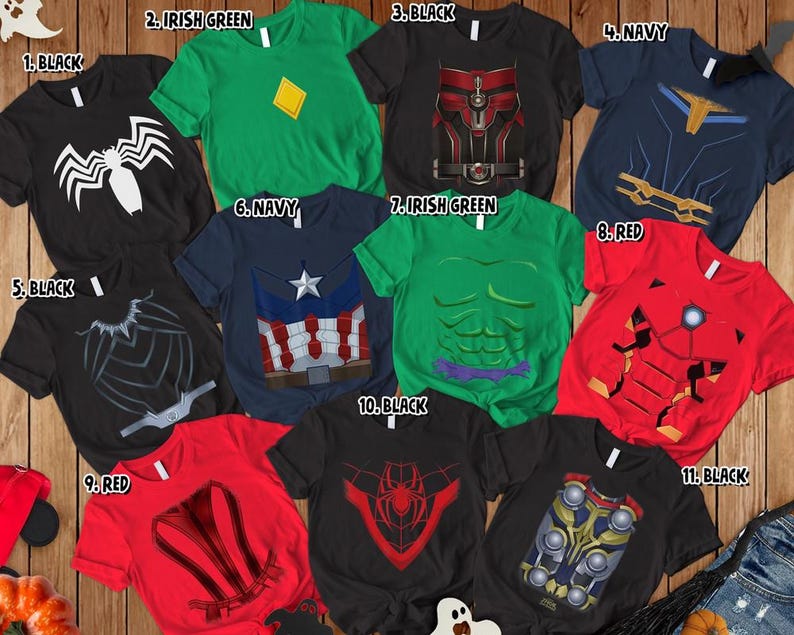 Avengers Costume Shirt, Avengers Team Shirt, Spider Man Iron Man Captain America Costume Superhero Costume, Family Halloween Costume Shirt image 2