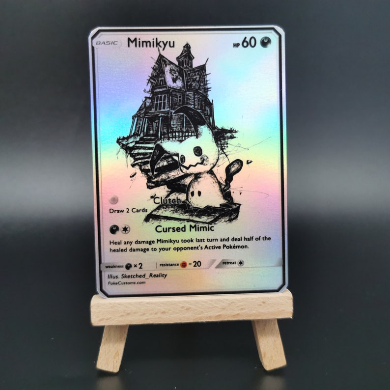BlackWhite Art Custom Pokemon Card Mimikyu
