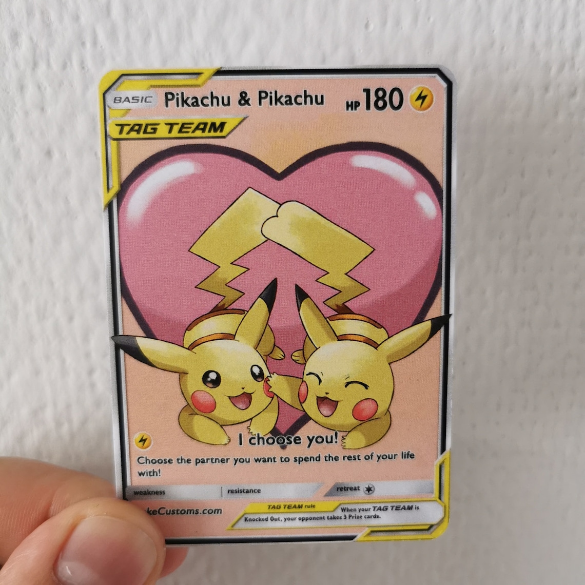 Pikachu Love Card Tag Team Custom Pokemon Card | Etsy