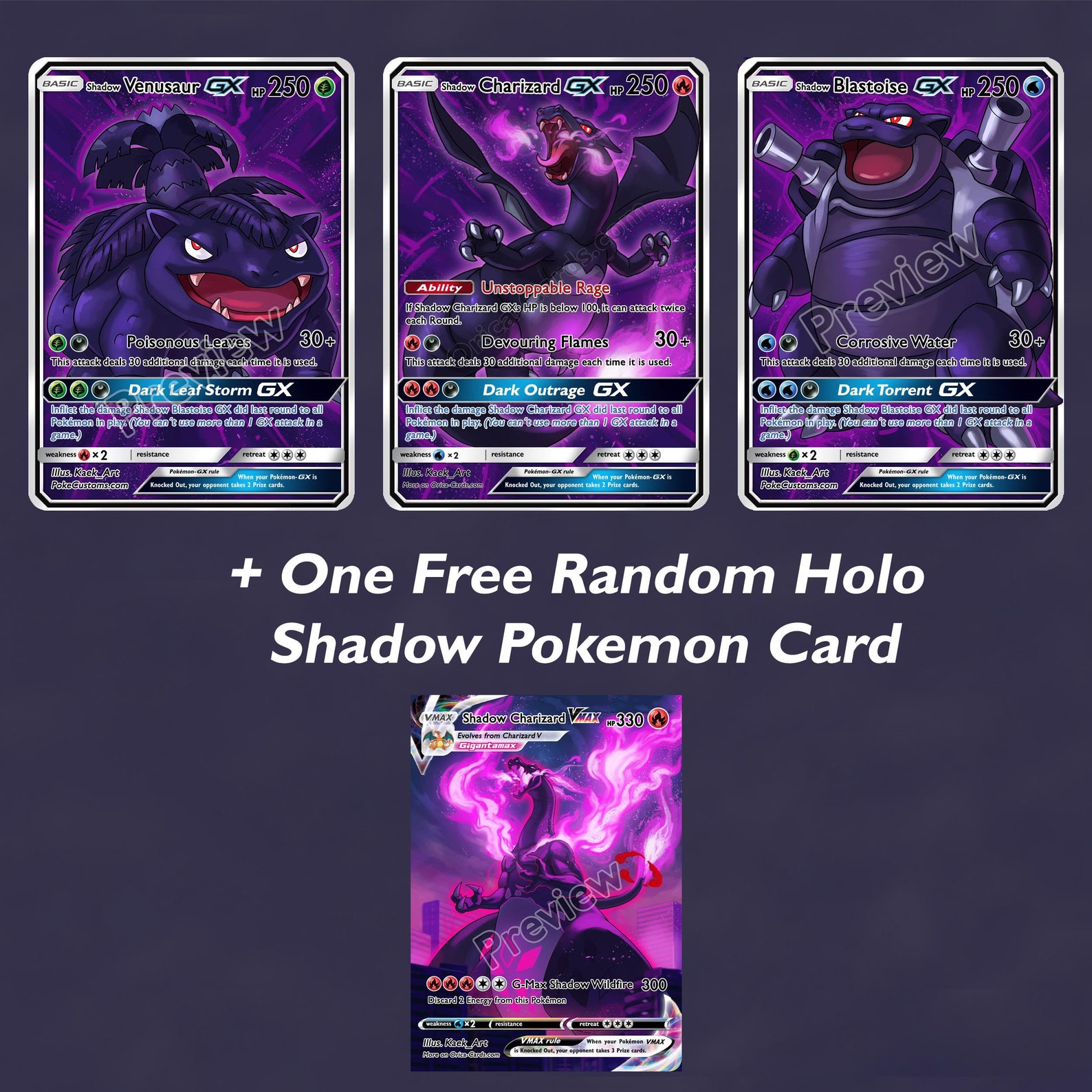 Shadow Charizard Shadow Blastoise Shadow Venusaur GX Etsy