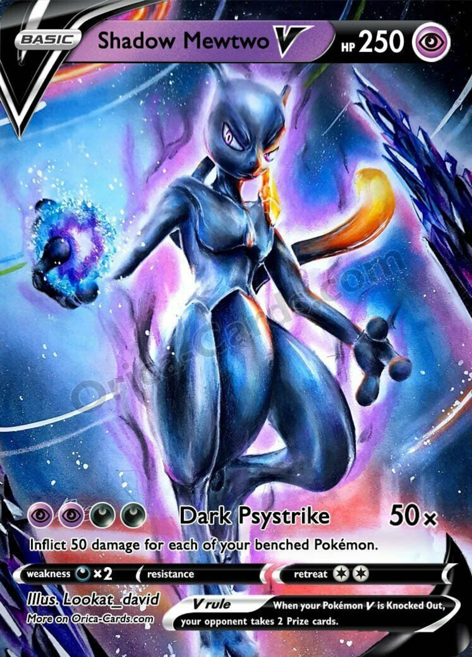 Shadow Mewtwo V Custom Pokemon Card Etsy