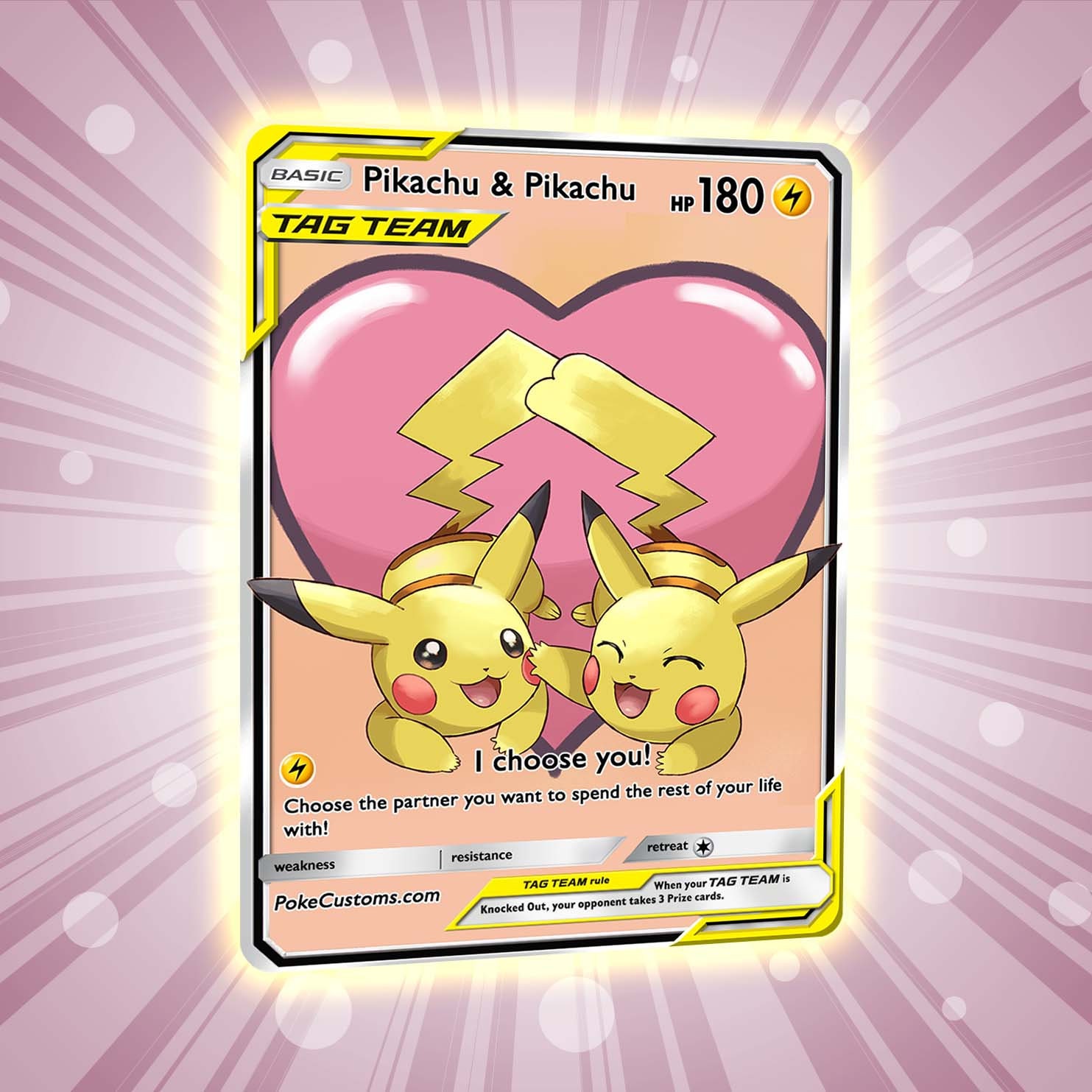 Pikachu Love Card Tag Team - Custom Pokemon Card