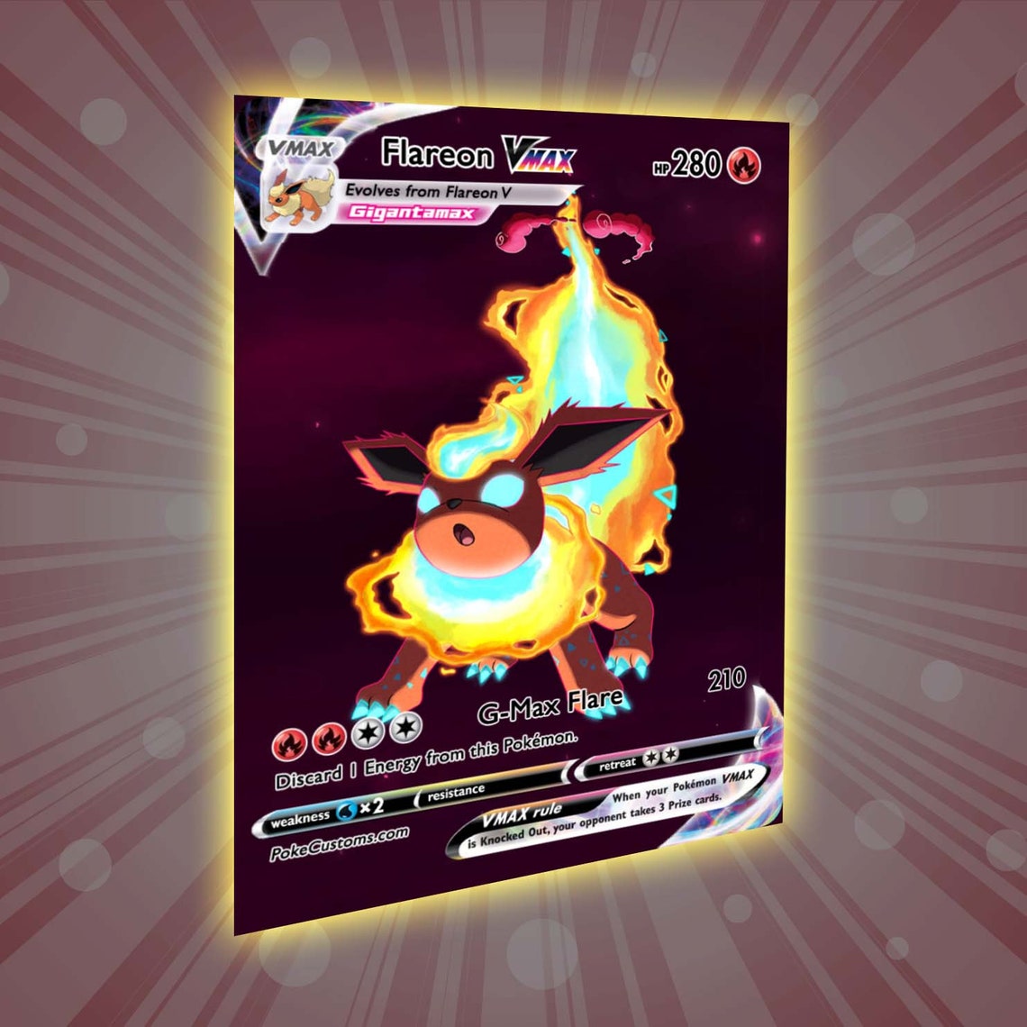 Flareon VMax Custom Pokemon Card | Etsy