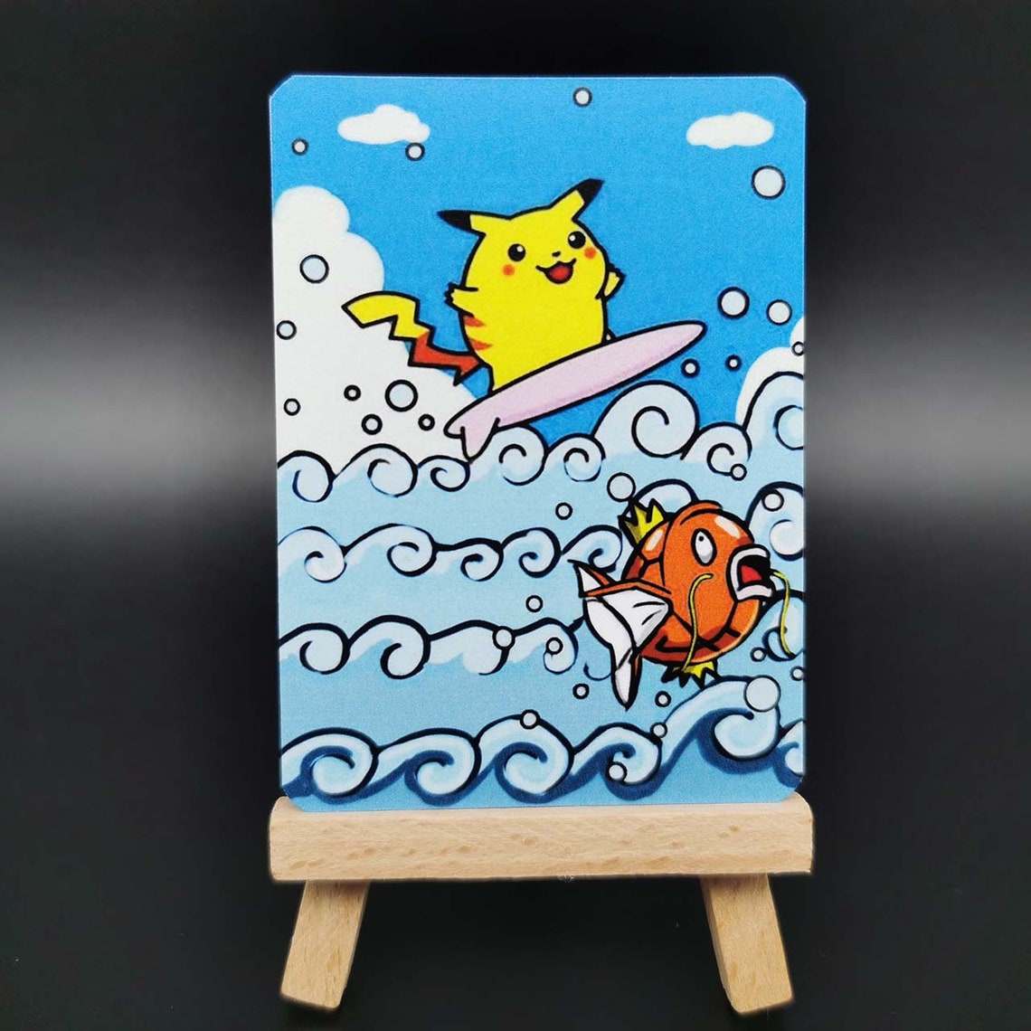 Surfing Pikachu Extended Art Custom Pokemon Card Etsy