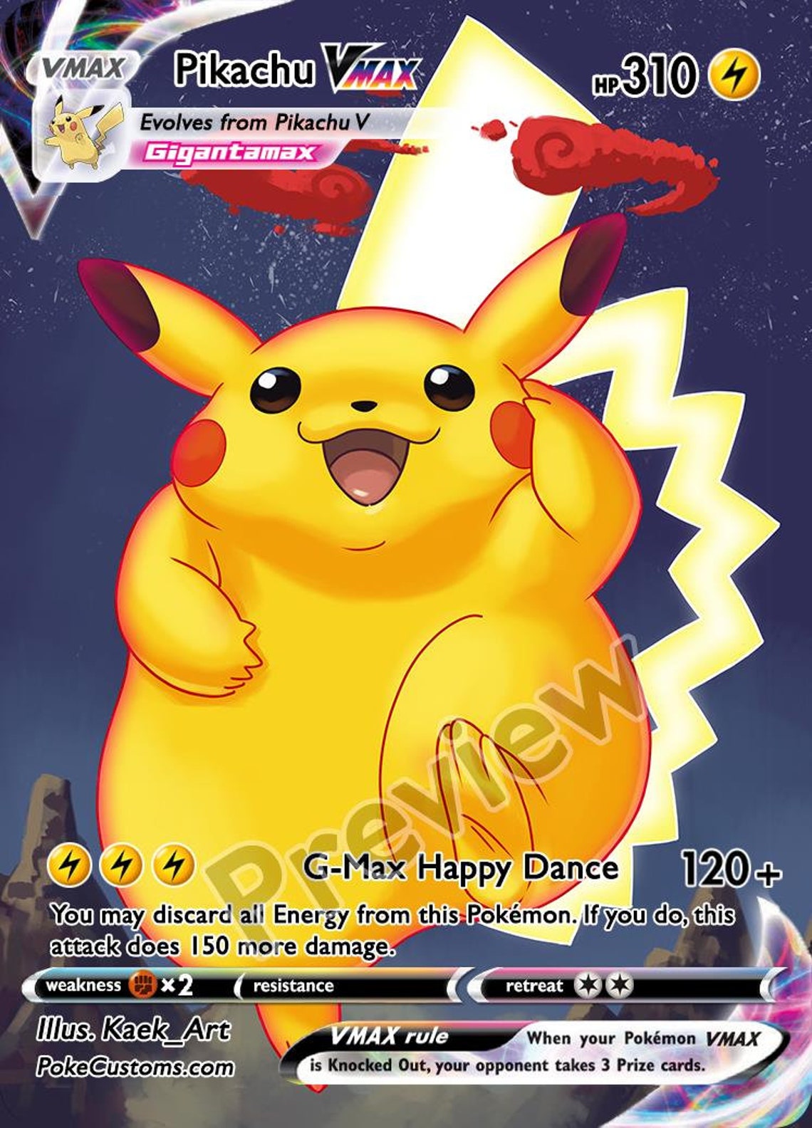 Pikachu VMax & Shadow Pikachu VMax Custom Pokemon Card | Etsy