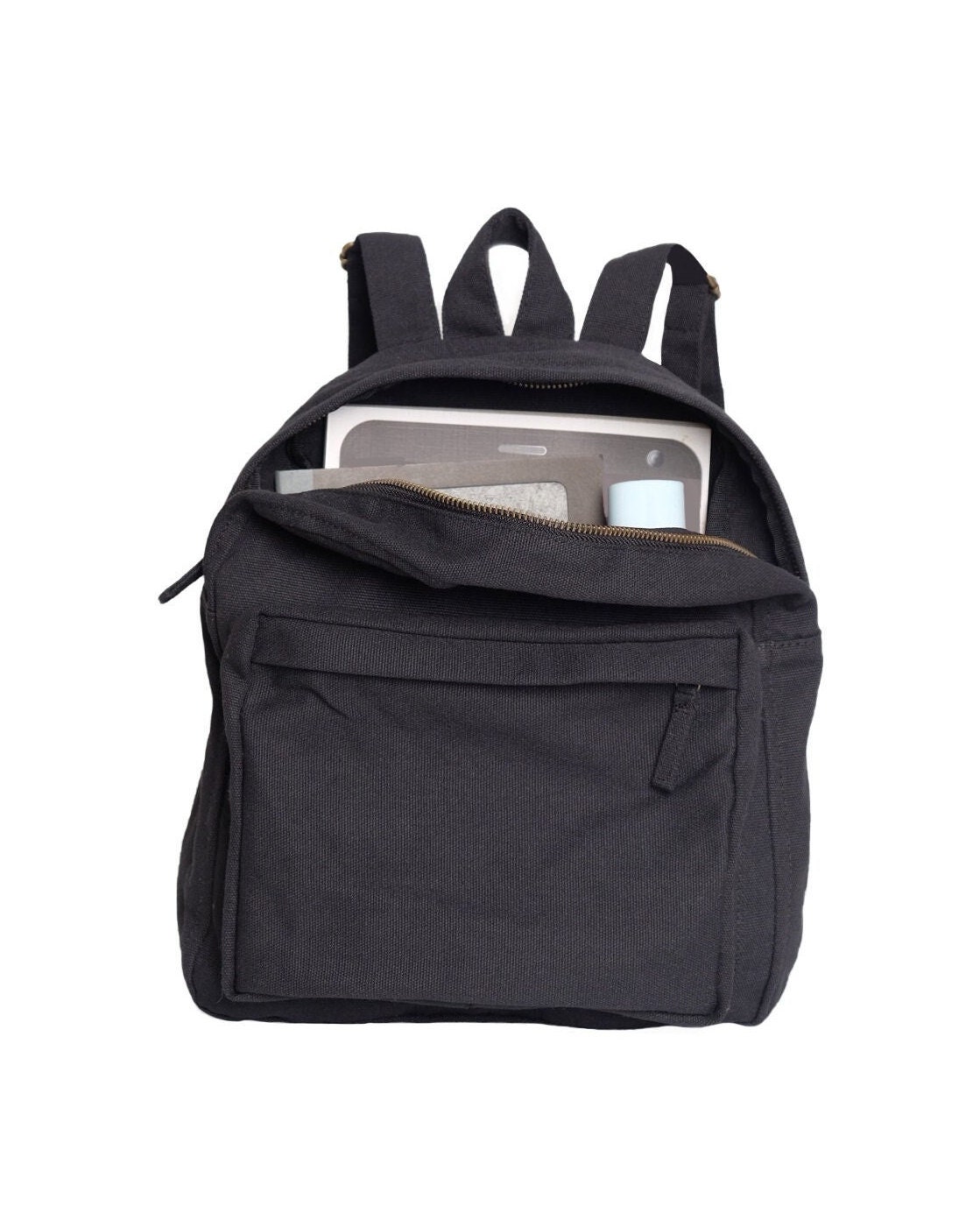 plain black small backpack