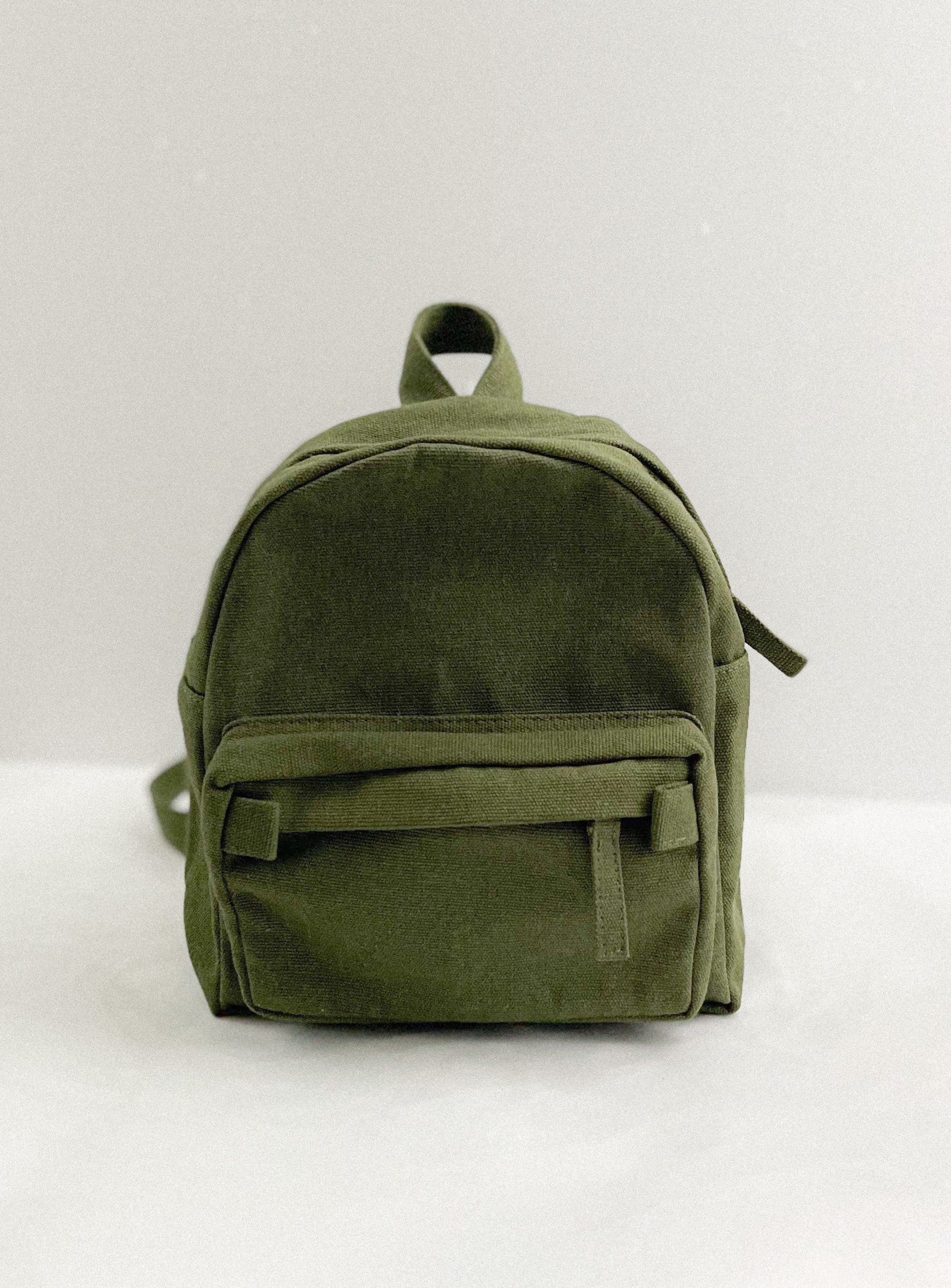 FOREST GREEN Mini Canvas Backpack Purse Cute Boho Hippie Etsy