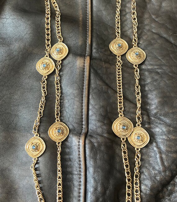 Two Vintage Versace Inspired Heavy Gold Chains