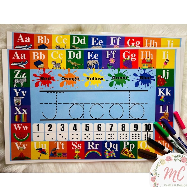 Learning Placemat Etsy