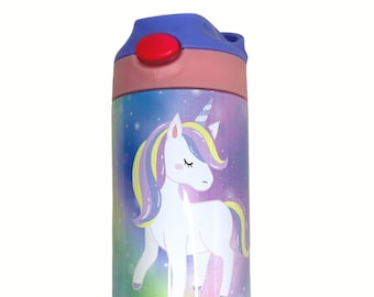 Gobelet personnalisé en acier inoxydable licorne pour enfants - Gourde pour fille
