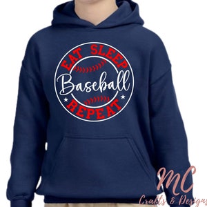 Personalisierter Jugend-Baseball-Hoodie: Eat Sleep Baseball Rapport