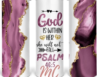 Psalm 46:5 Stainless Steel Tumbler, Christian 20oz Skinny Tumbler