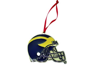 Michigan Wolverines Football Helmet Metal Christmas Ornament