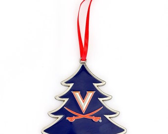 Virginia Cavaliers (UVA) NCAA Tree Shaped Metal Christmas Ornament