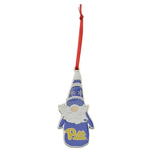 Pittsburgh Panthers Gnome Christmas Ornament – Metal Holiday Decor – University of Pittsburgh Tree Decoration – Sports Fan Gift