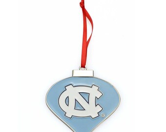 North Carolina Tar Heels (UNC) Heart Christmas Metal Ornament