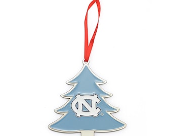 North Carolina Tar Heels (UNC) NCAA Tree Shaped Metal Christmas Ornament
