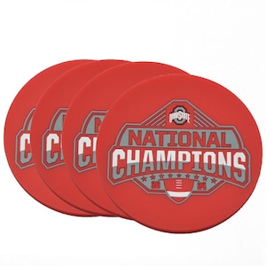 Ohio State Buckeyes 2024 CFP National Champions Pack of 4 PVC Coasters Set