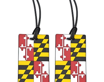 Paquete de 2 etiquetas para equipaje con la bandera del estado de Maryland