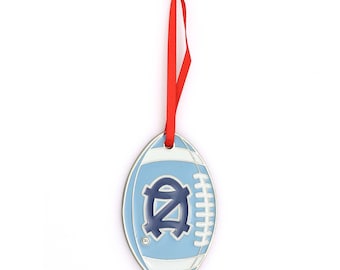 North Carolina Tar Heels (UNC) NCAA Metal Football Christmas Ornament
