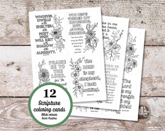 Printable scripture coloring cards, Psalms, Bible verse cards, Adult Coloring, Color the Psalms, Memory verses, Christian coloring cards