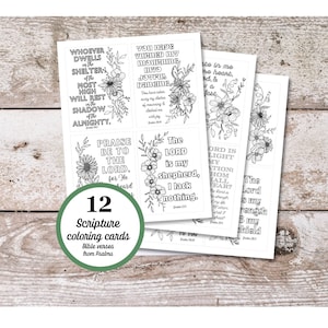 Druckbare Schriftmalkarten, Psalmen, Bibelverskarten, Färbung für Erwachsene, Farbe der Psalmen, Memory-Verse, christliche Malkarten