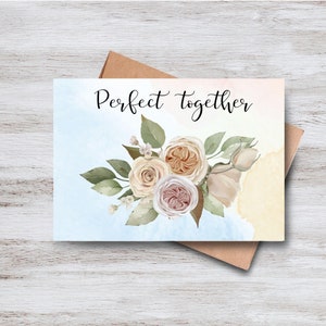 Printable Wedding Card, Anniversary Card, Floral Card, Newlywed Greeting Card, Romantic card, Engagement Card with Envelope Template, PDF