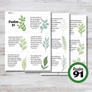 Afdrukbare Psalm 91-tekstkaarten, Psalm 91-bijbelkaarten en volledige tekst, Psalm 91 NBJV-bijbelversgeheugen, pdf, 8,5 x 11 inch en papierformaat A4