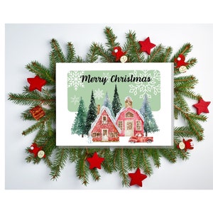 Printable Christmas Card, Christmas Greeting Card, Digital Download, Merry Christmas, 5&quot;x 7&quot; Card