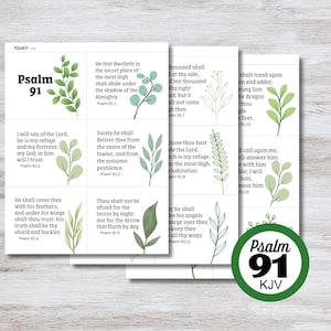 Tarjetas bíblicas del Salmo 91 KJV para imprimir, tarjetas bíblicas del Salmo 91 y texto completo, versículos bíblicos del Salmo 91 KJV para memorizar, oración del Salmo 91, regalo cristiano