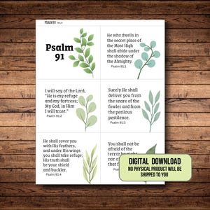 Printable Psalm 91 Scripture Cards, Psalm 91 Bible Cards &amp; Full Text, Psalm 91 NKJV Bible Verse ...