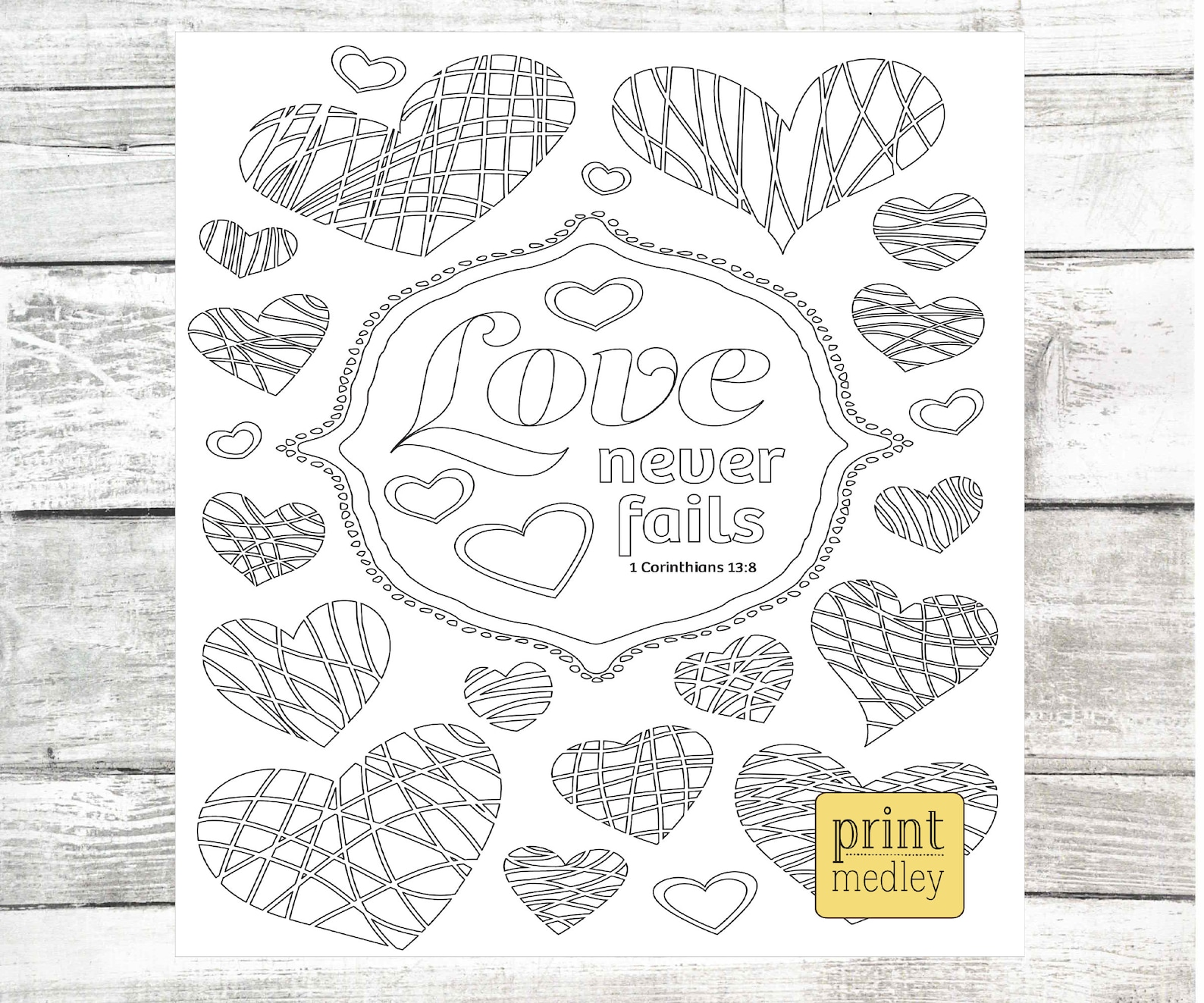 Bible Verse Coloring Page, love Never Fails , Instant Digital PDF ...