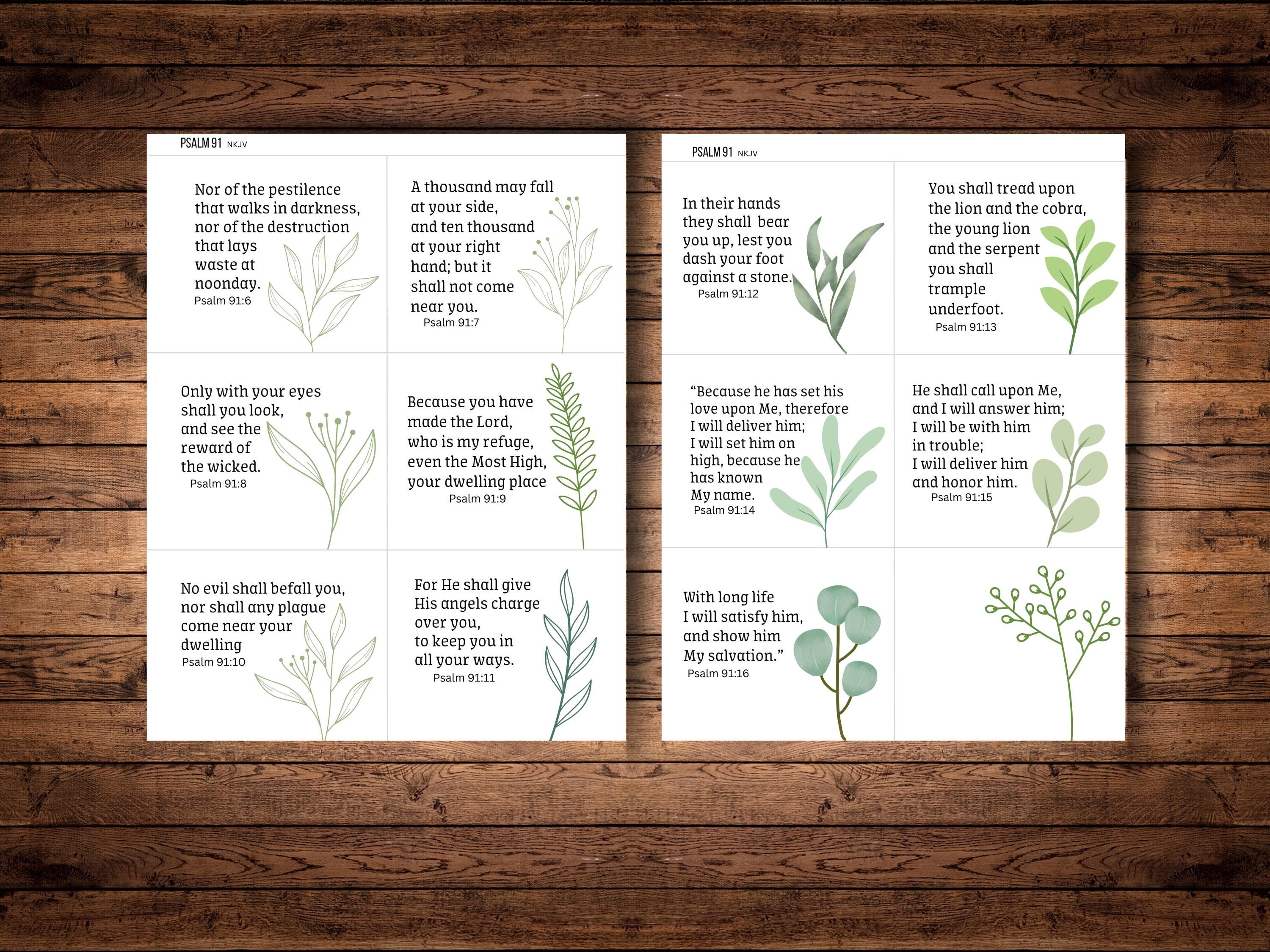 Printable Psalm 91 Scripture Cards, Psalm 91 Bible Cards &amp; Full Text, Psalm 91 NKJV Bible Verse ...