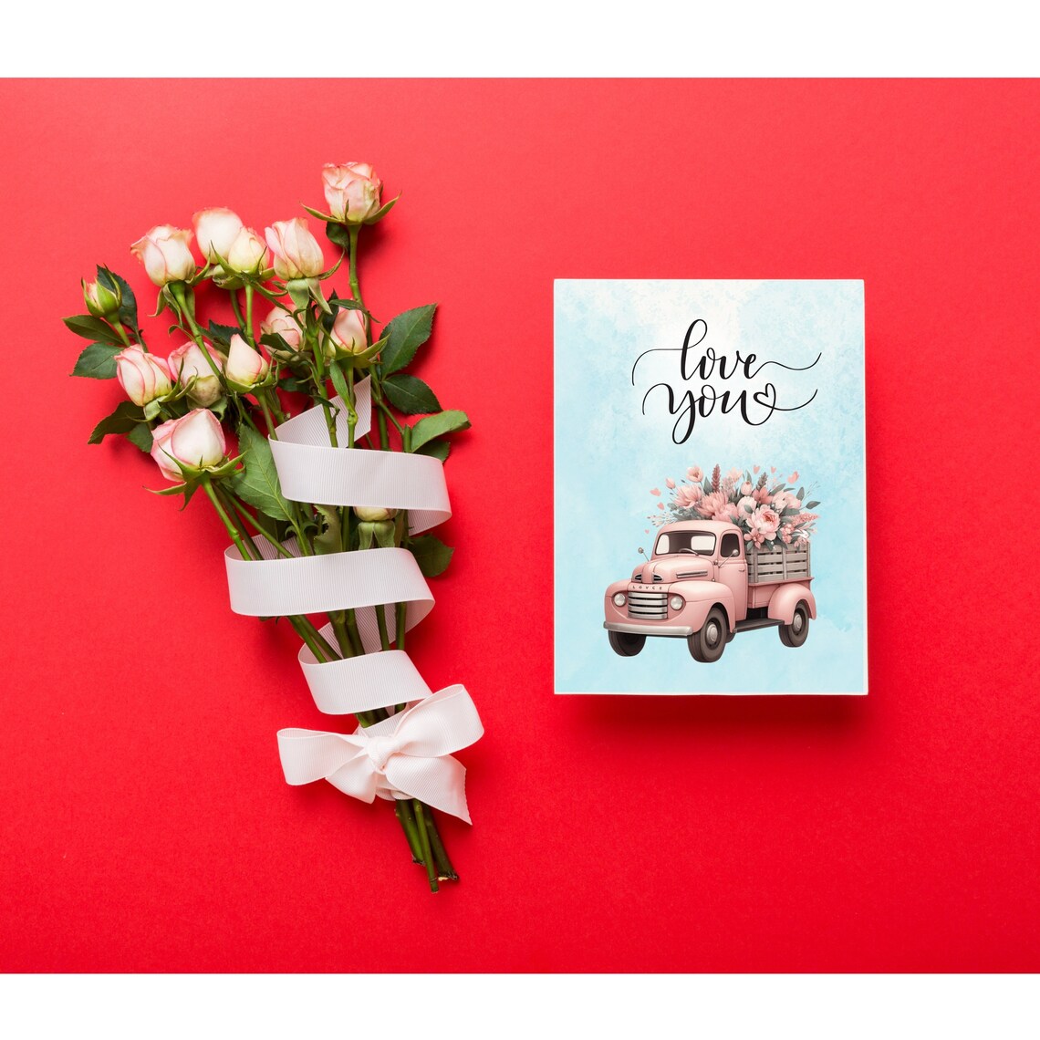 Printable Valentine Card, Printable Anniversary Card, Pink Truck Card ...