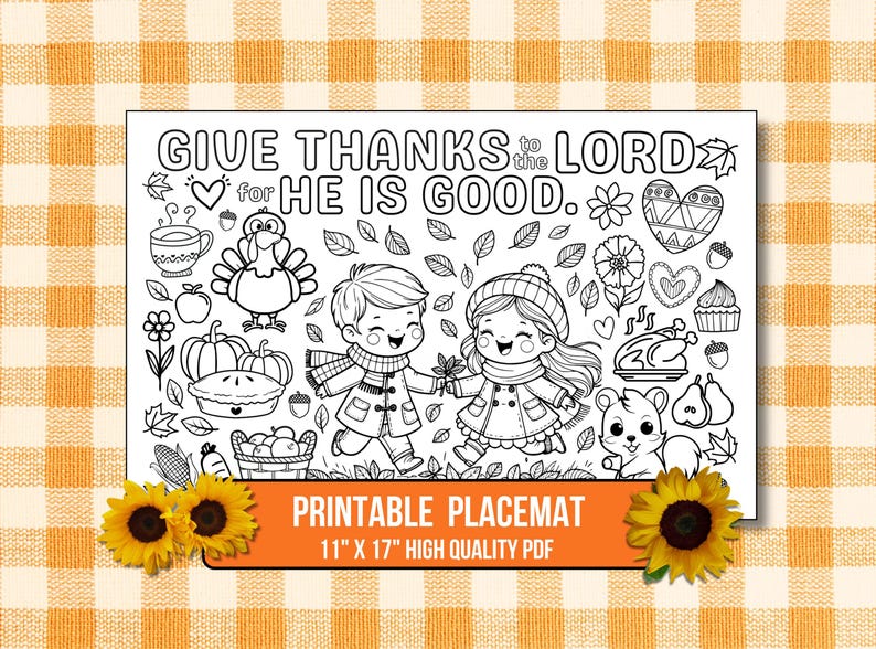 Printable Placemat, Thanksgiving Dinner Placemat, Bible Verse Coloring ...