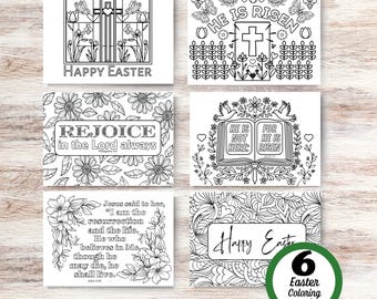 6 afdrukbare kleurkaarten voor Pasen, christelijk-religieuze wenskaart, zondagsschoolambachten vrolijk pasen bijbelvers kaarten envelopsjabloon